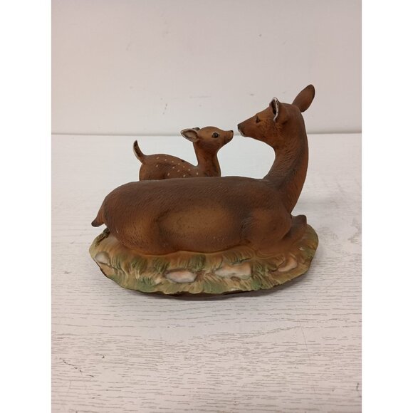 Vintage Masterpiece By Homco Mother Deer With Baby Fawn Porcelain Figurine - Picture 5 of 11